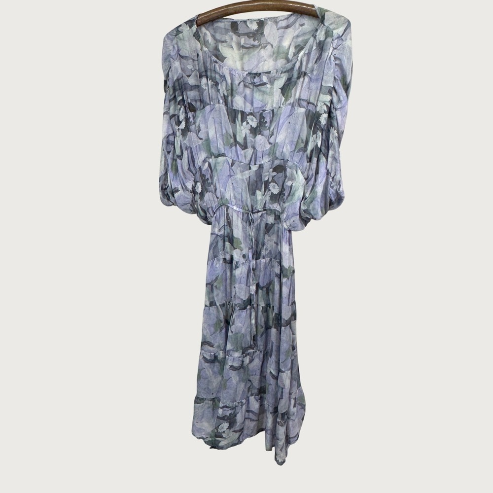 Unbranded Floral Tiered Midi Dress Size M Purple Boho Cottagecore Fairycore
